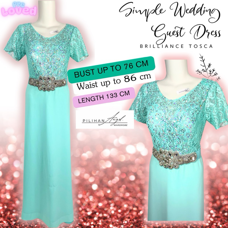 (Like New) GAUN PESTA BROKAT BRIDESMAID Simple Wedding Guest Dress - Brilliance Tosca