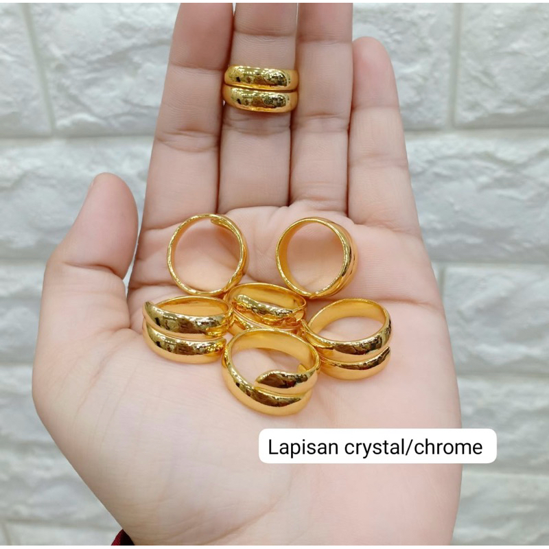 cincin selisih polos dan motif pasir Cincin lapis kristal aman pakai harian replika emas asli London
