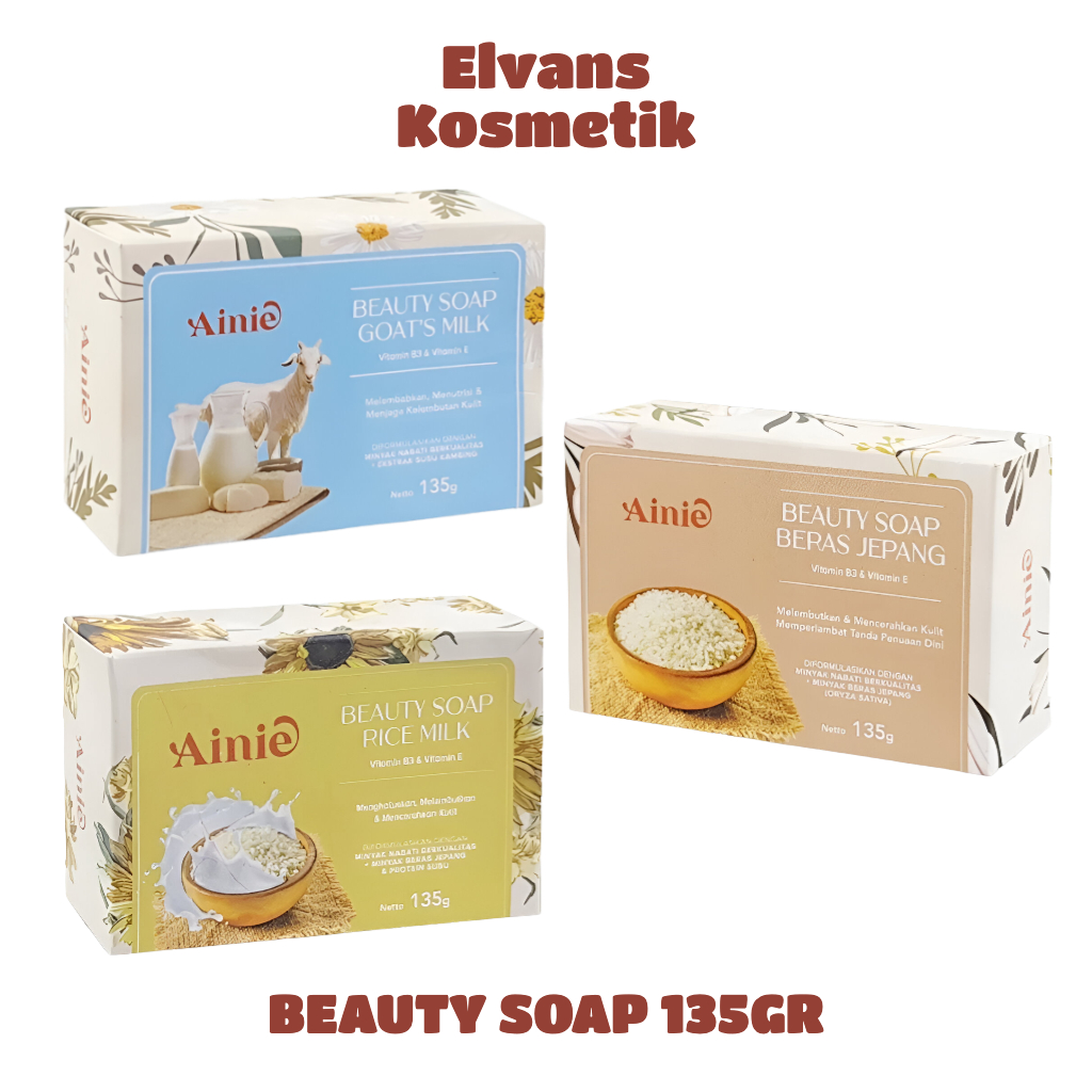 AINIE Beauty Soap 135gr | Sabun Batang | Beras Jepang | Goat's Milk | Rice Milk |