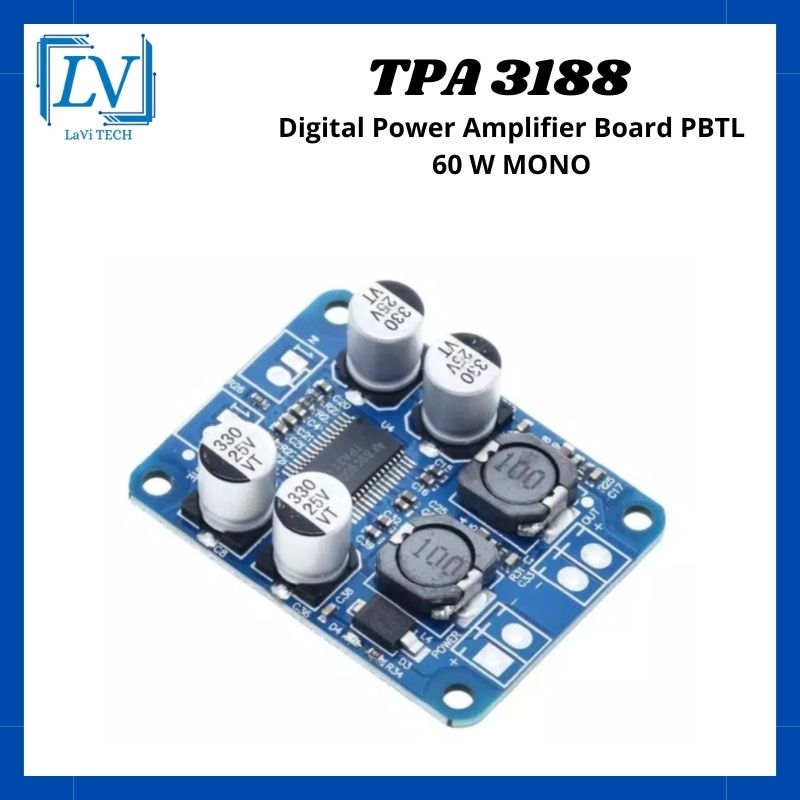 TPA3118 PBTL MONO DIGITAL POWER AMPLIFIER BOARD 60W 12V 24V CLASS D