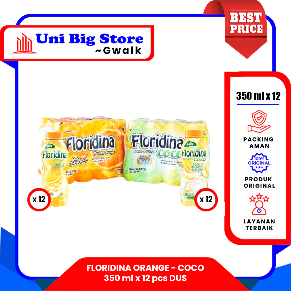 

FLORIDINA FLORIDA ORANGE PULP & COCO BITZ BOTOL DUS - (350 ml x 12 pcs)