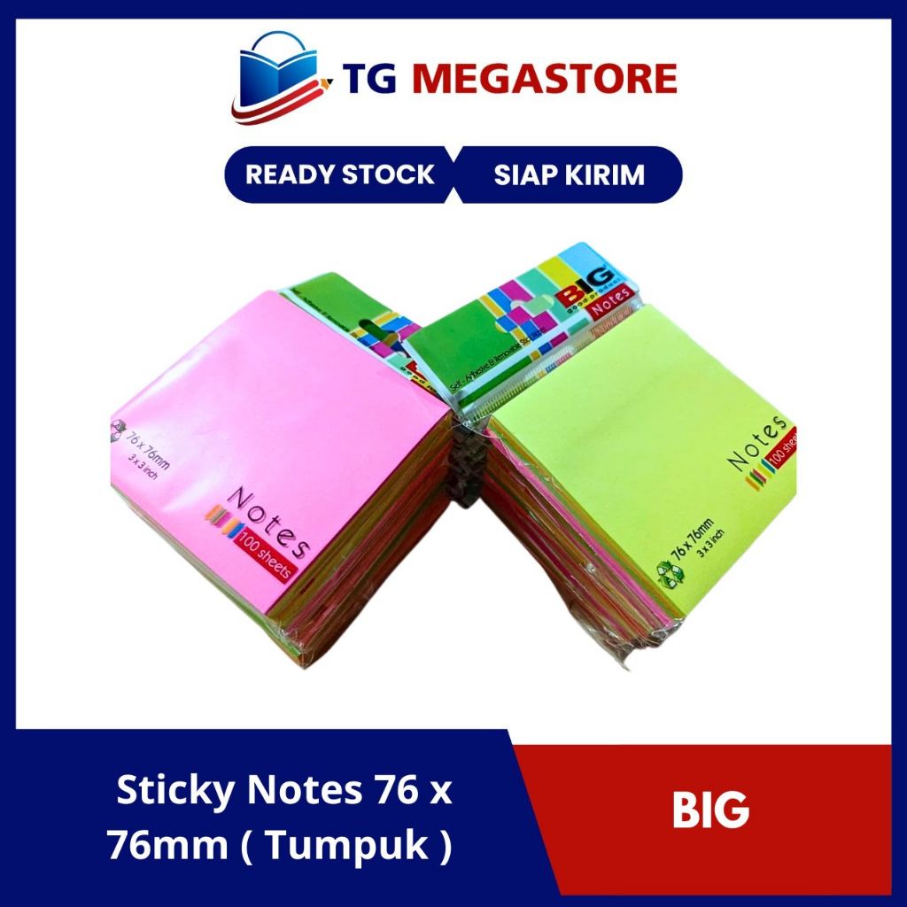 

Sticky Notes BIG 76 x 76mm ( Tumpuk ) 100 Sheets