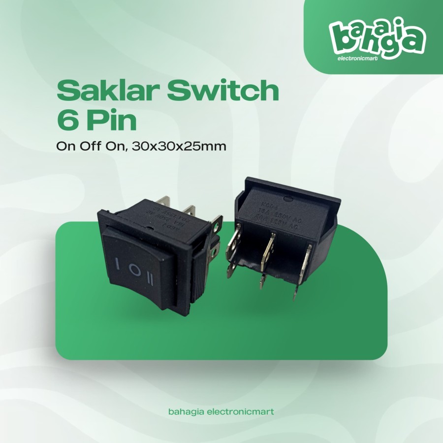 Saklar Switch 6Pin Hitam / Switch 6 Pin On Off On Hitam