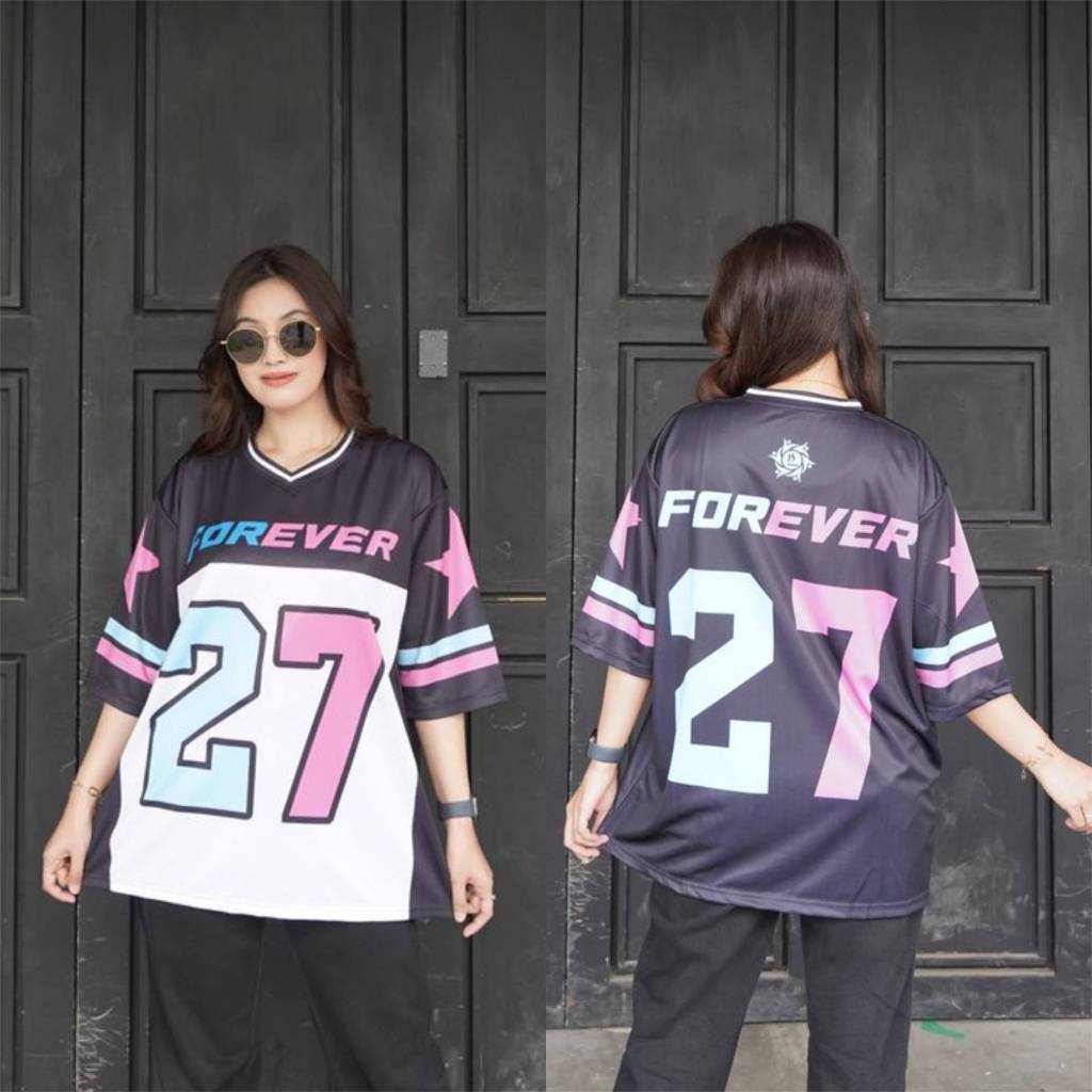 Kaos Jersey Oversize Number Series Kaos Atasan Bahan Brazil Jersey Motif Hitam putih 27