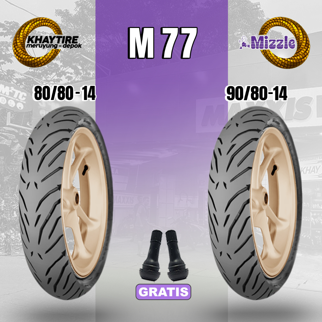 Paket Ban Motor Matic MIZZLE M77 80/80 - 90/80 Ring 14 Tubeless