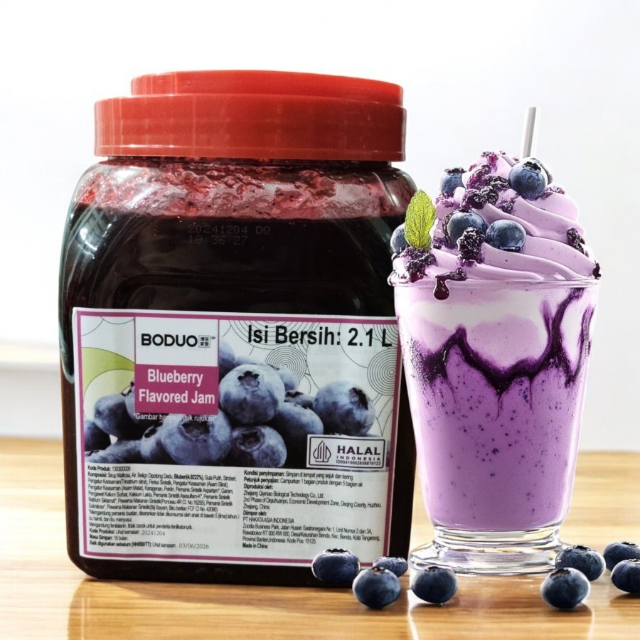 

Boduo Premium Blueberry Flavored Jam - 2,1 Liter - Selai Bluberi