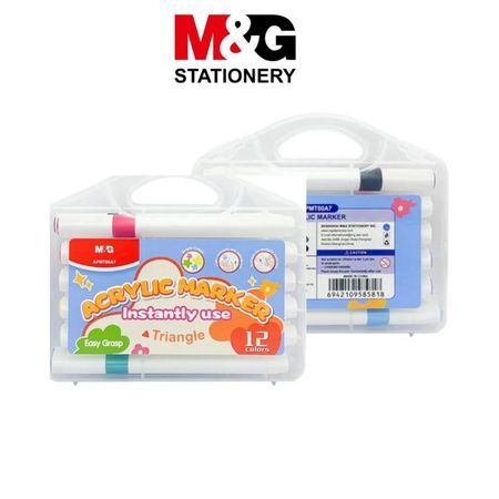 

Acrylic Marker Instanly Use M&G - Akrilik Marker 12 Warna - Spidol Akrilik - easy Grasp Triangle #APMT80A7