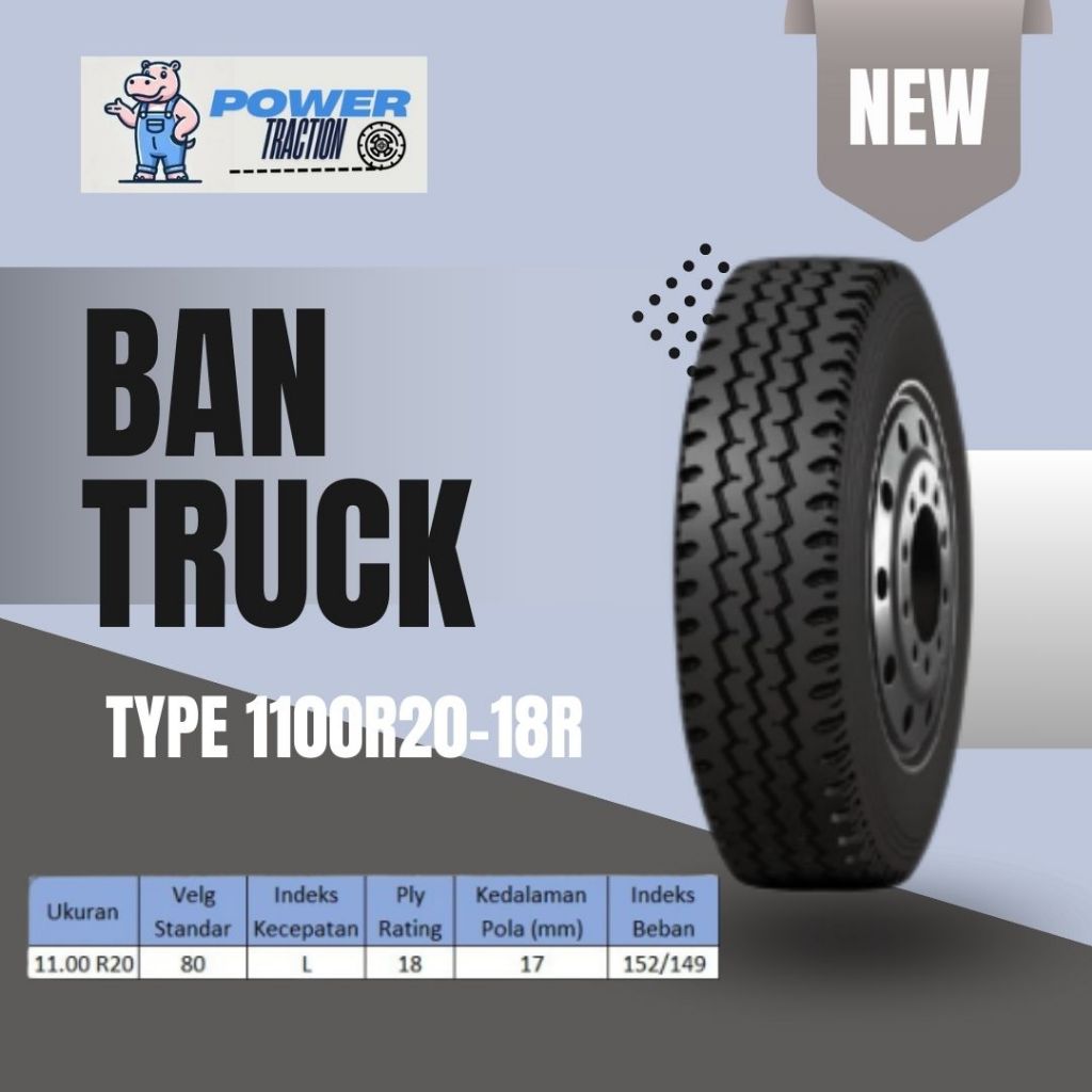 ban truck POWER TRACTION 1100r20x18pr ban luar & ban dalam // ban truck engkel, tronton (RA308)