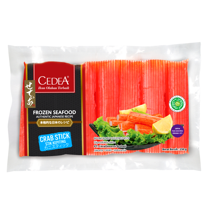 

Ikan Olahan CEDEA Crab Stick 250 gr bentuk stik Kepiting seafood makanan jepang kuah