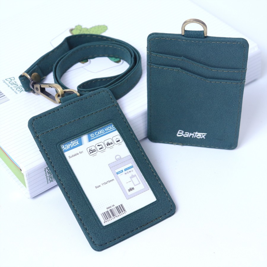 

Bantex ID Card Leather / Name Tag Holder Kulit Sintetis Portrait Lanyard Tali Warna Green #8884