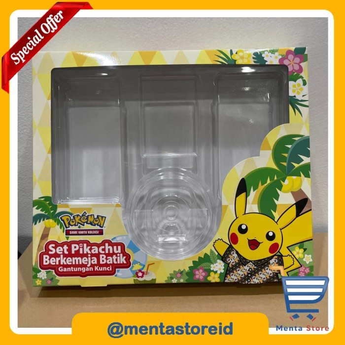 Box Set Pikachu Berkemeja Batik Gantungan Kunci Pokemon Game Kartu Koleksi Card Pikachu's Bimbingan 