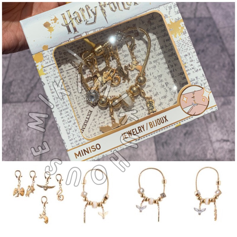 PANDORA MINISO X HARRY POTTER BRACELET PENDANT SET GRYFFINDOR SLYTHERIN RAVENCLAW HUFFLEPUFF HEDWIG 