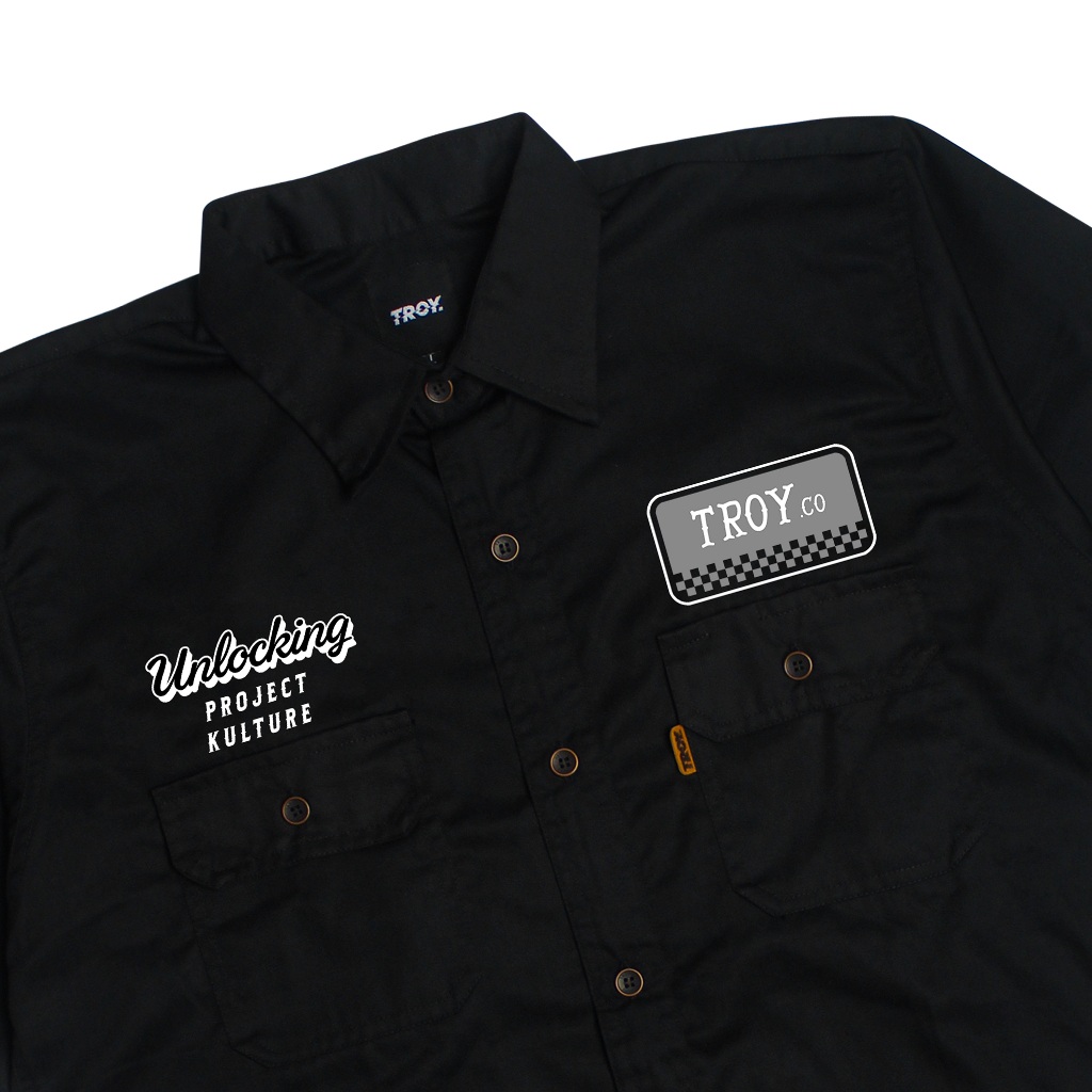Troy Company Work Shirt Workwear Black Unlocking - Kemeja Kerja Workshirt Hitam WSP 3047