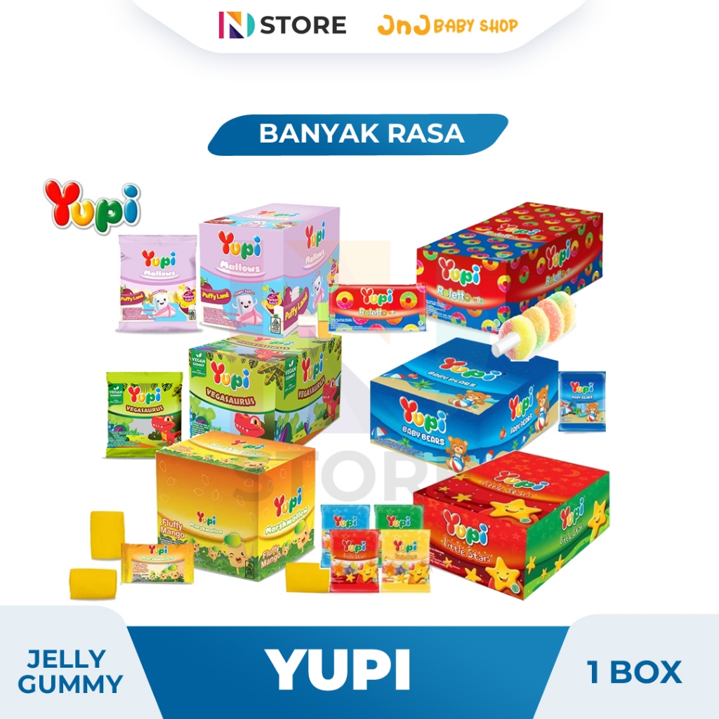 

Permen Yupi Little Star/Dino Land/Baby Bears/Roletto Mix (1 Box isi 24 Pcs)