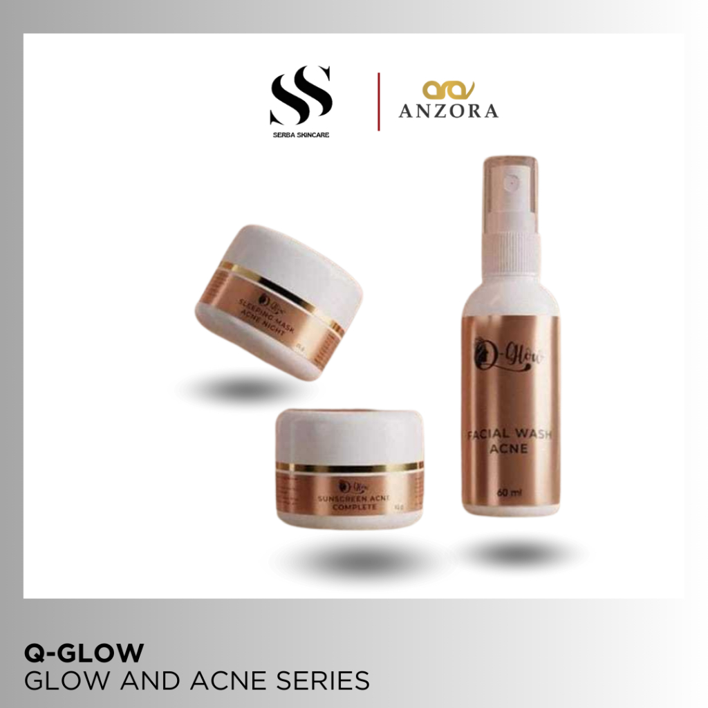 Paket Qglow Brightening - Skincare Q-glow - Facial Wash Qglow - Toner Qglow - Sunscreen Qglow