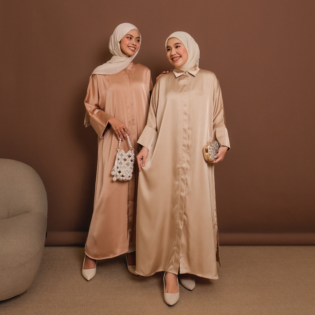 itSafira - QIARA SHIRT DRESS | MIDI Dress Satin 125 cm
