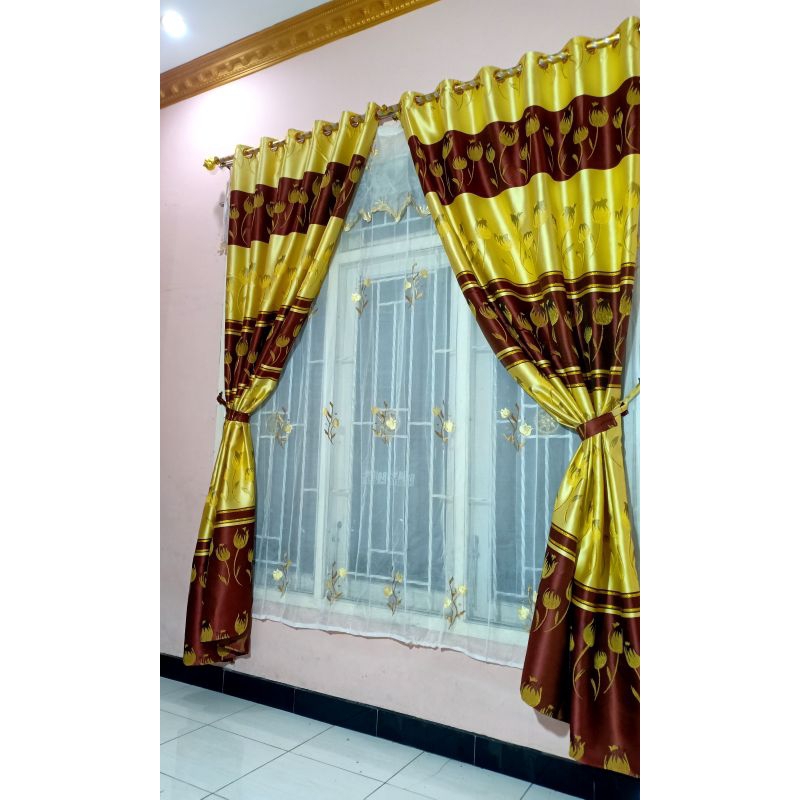 Gorden BLACK OUT Kain Glossy/Tebal Bahan Kain import