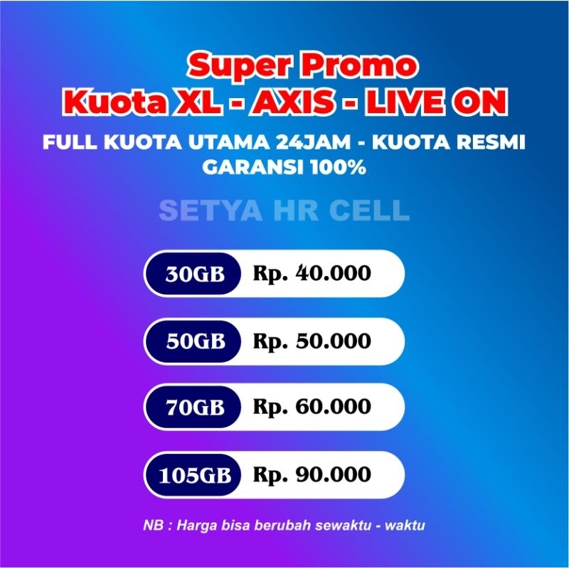 PROMO Kuota XL AXIS LIVE ON Full 24 Jam