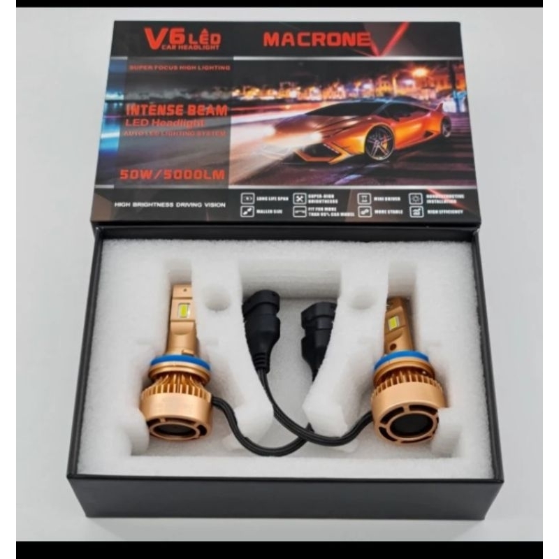 LAMPU LED HB3/9005 V6 MACRONE/ SEPASANG