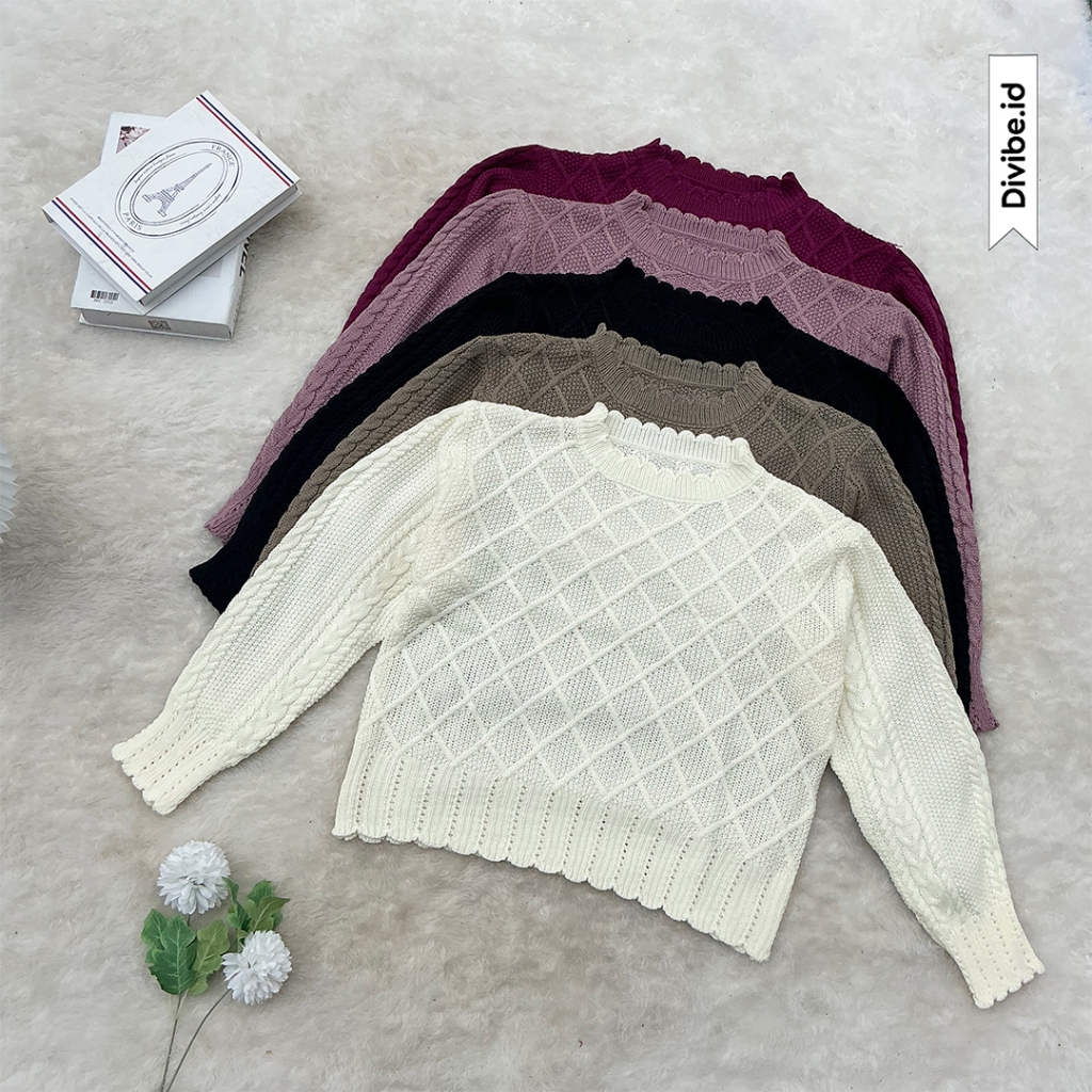 Nora Sweater Knit - Rajut Atasan Wanita - Knit Cable