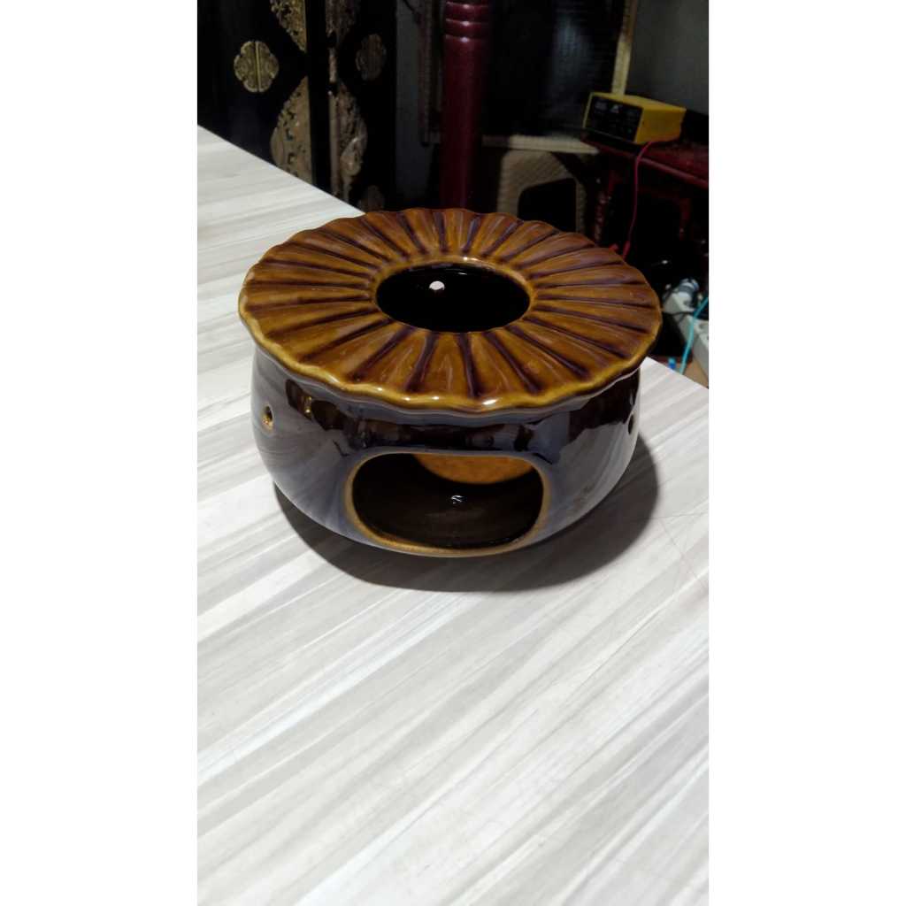 Asbak Bulat Keramik Coklat Kuno Jadul Antik