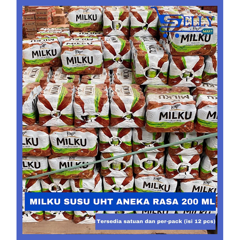 

MILKU SUSU UHT ANEKA RASA (COKLAT, STRAWBERRY, ORIGINAL) 200ML ISI 12 PCS (SATUAN DAN PACK)