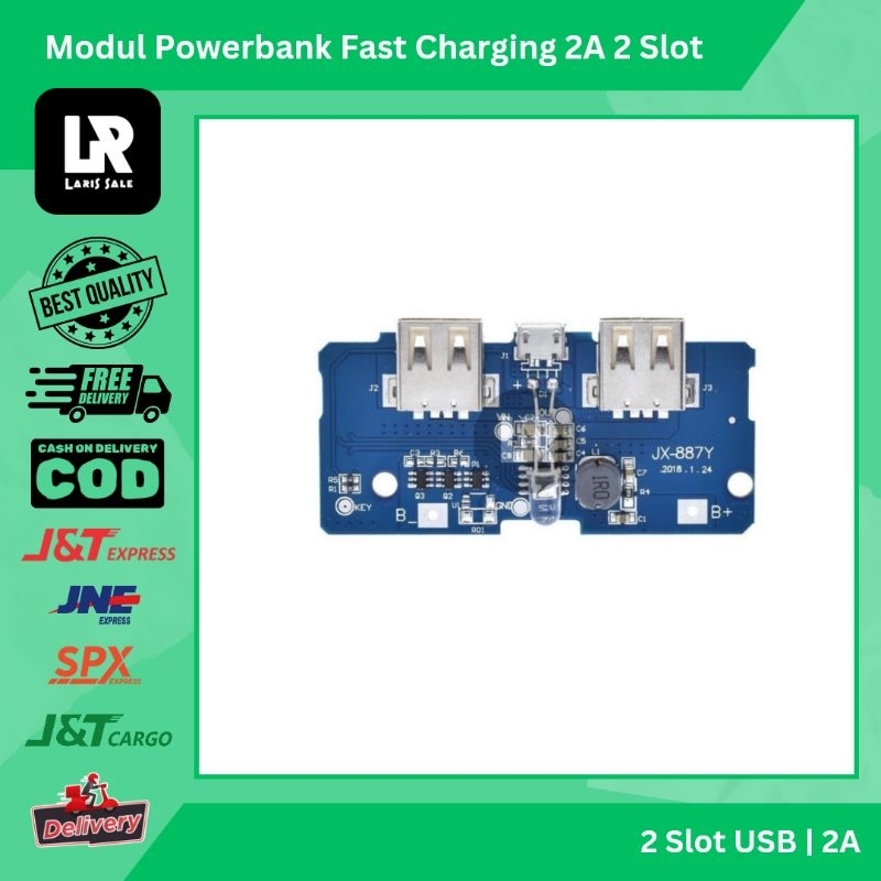 DIY Modul Powerbank Fast Charging 5V 2A Dual USB 2 Slot Power Bank Cas Baterai Lithium 18650 Input M