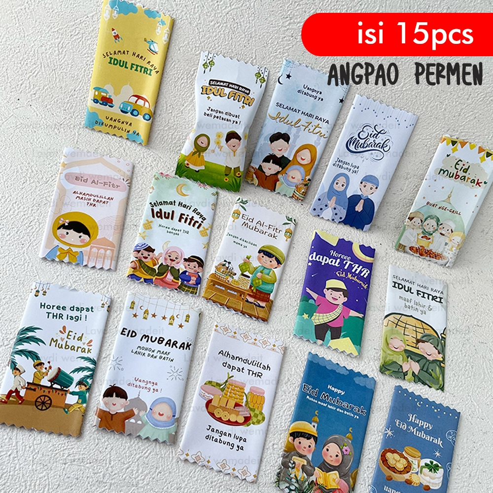 

MYLAVDI Amplop Angpao Lebaran Permen Unik Motif Lucu Aesthetic Pattern isi 15pcs