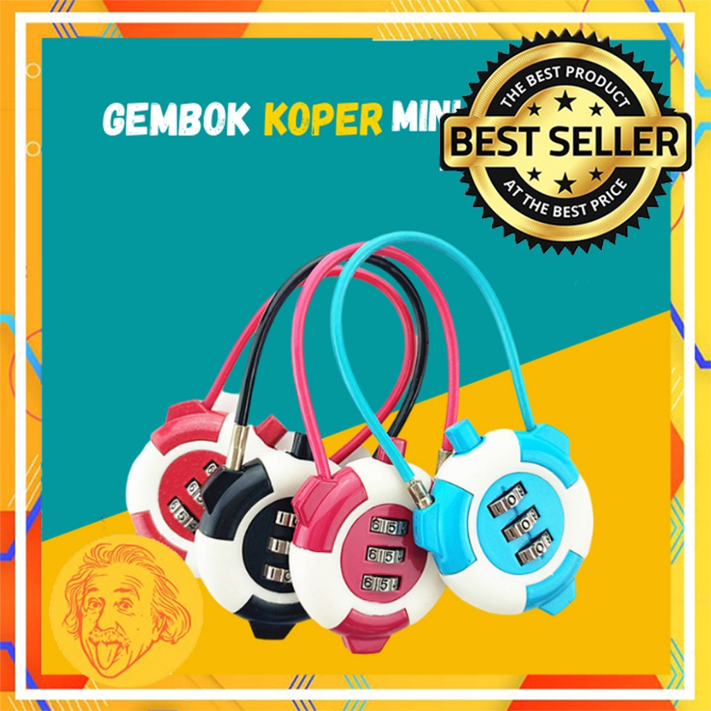 Gembok Angka Lucu Gembok Koper Mini Rope 3 Digit Kode Angka Gembok Sepeda Lipat Anti Maling