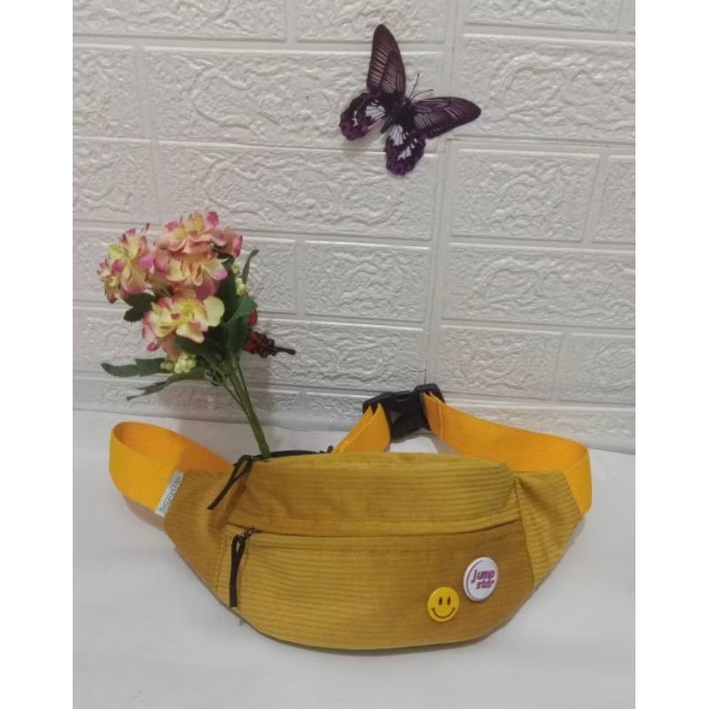HEMAT LUAR BIASA tas slempang waistbag tas bahu corduroi pria wanita HEMAT LUAR BIASA