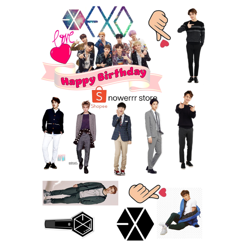EXO/ Topper EXO Cake Custom Nama/Hiasan Kue Ultah Exo Korea Boy Band