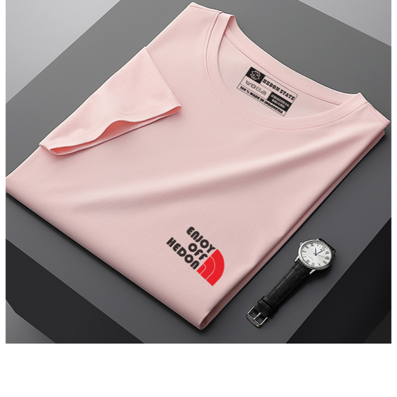 HEDON STATE Baju Pendek Kaos Distro Enjoy Logo Merah Hitam Cotton Pria Wanita
