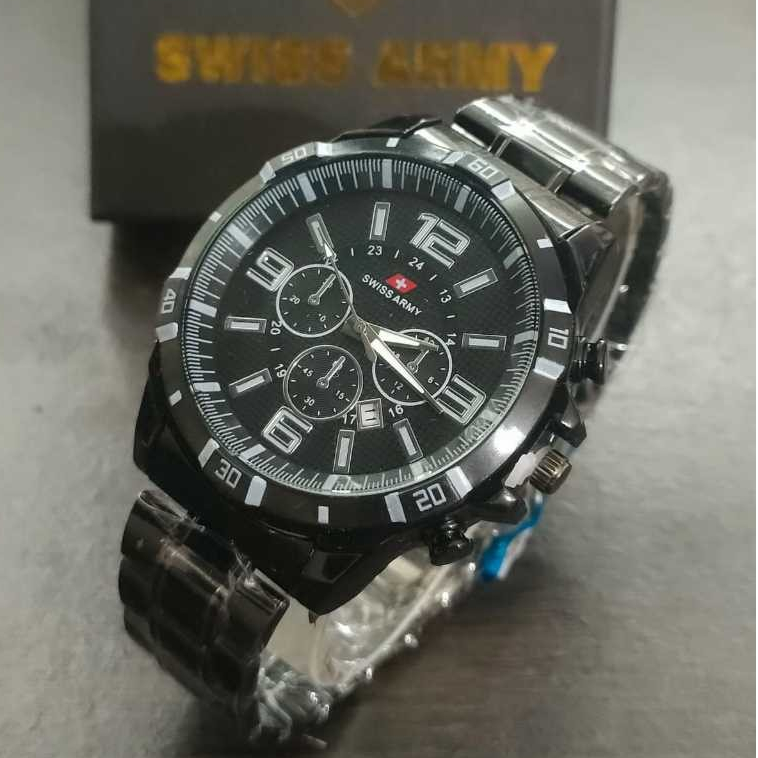 (FS)  JAM TANGAN  SWISS ARMY FITUR CRONO VARIASI /TANGGAL AKTIF/ EKSLUSIF FASHION  S9868