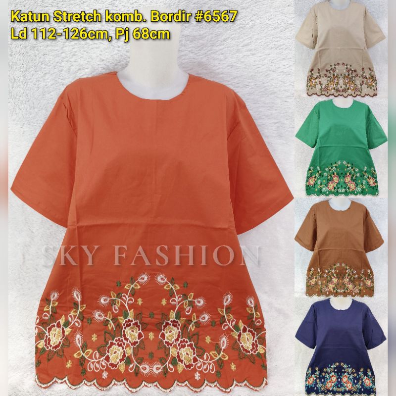 BLOUSE KATUN BORDIR WANITA/BAJU ATASAN JUMBO WANITA #262