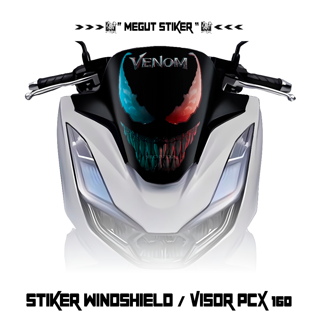 Stiker Visor Honda Pcx New 160 Logo Venom (11) / Stiker Winosfield Pcx 160 / Windshield  motorcycle