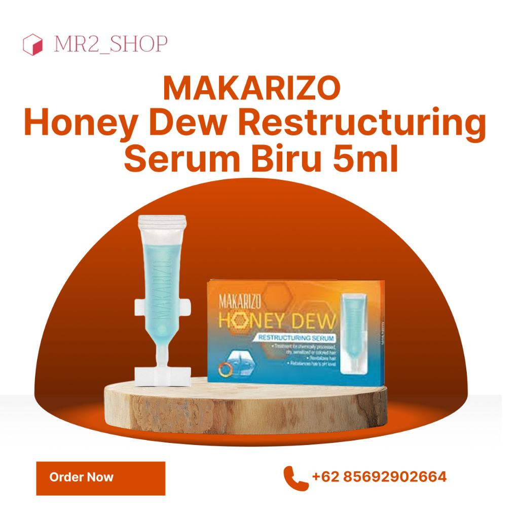 Makarizo Honey Dew Restructuring Serum 5ml Serum Biru / Serum Rambut Rusak dan Rambut di Warnai / ma