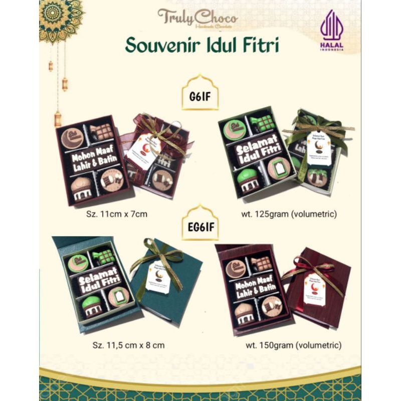 

Souvenir lebaran 2025 coklat trulychoco G6 dan EG6