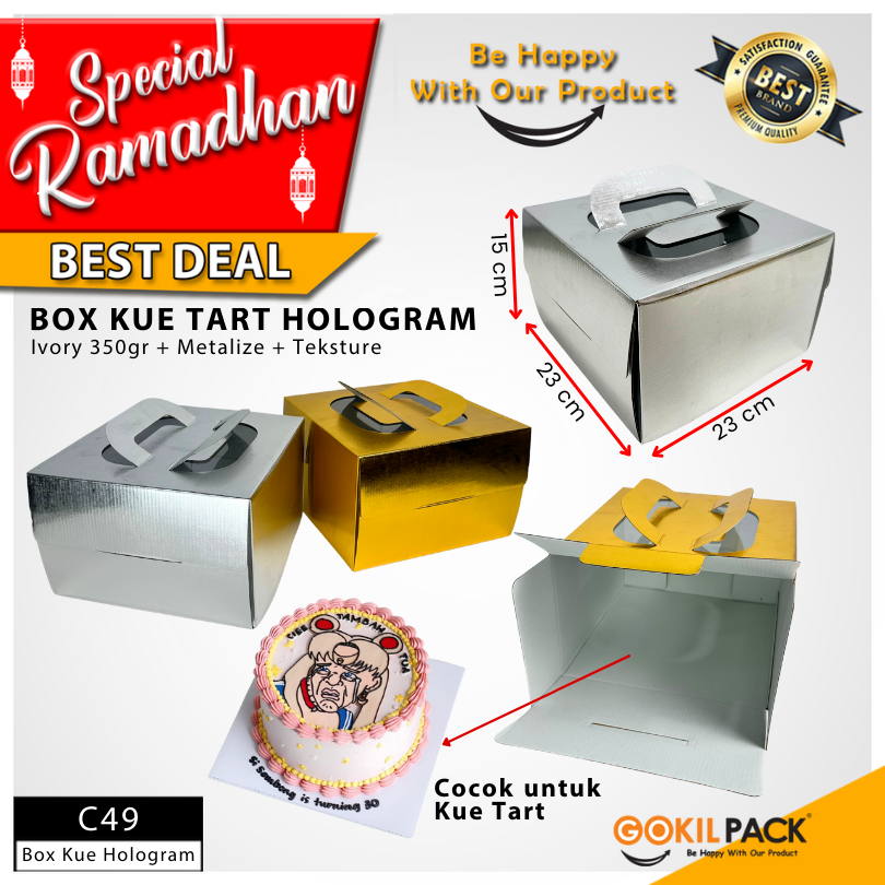 

Cake Box - Dus Kue Hologram - Box Kue Mewah Silver Hologram - C49