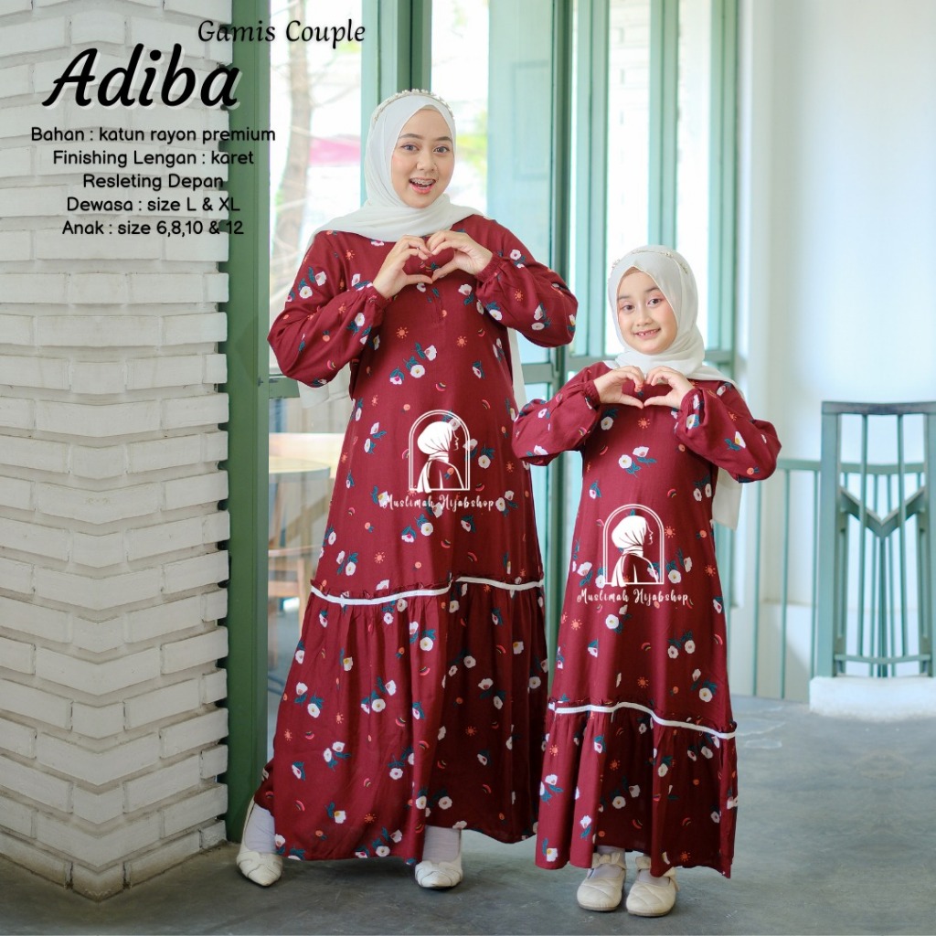 GAMIS COUPLE IBU ANAK ADIBA - BAHAN KATUN RAYON PREMIUM - BEST SELLER
