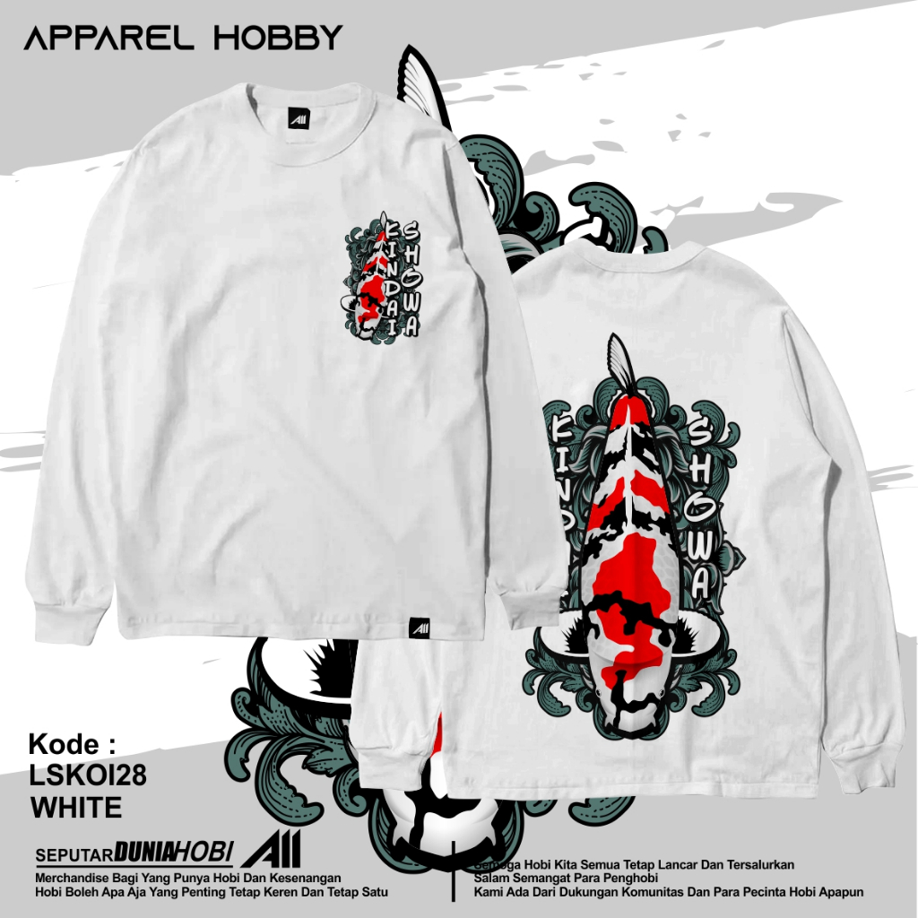 KAOS IKAN KOI SHOWA KOI28 WHITE TSHIRT APPAREL HOBBY