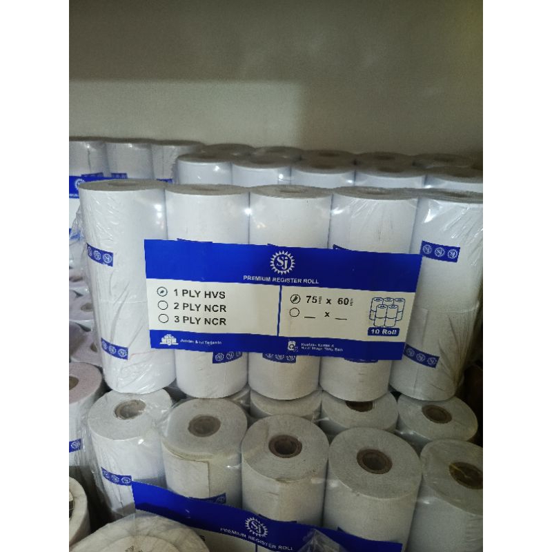 

kertas struk 1Ply 75mm X 60mm 1 pack isi 10 roll