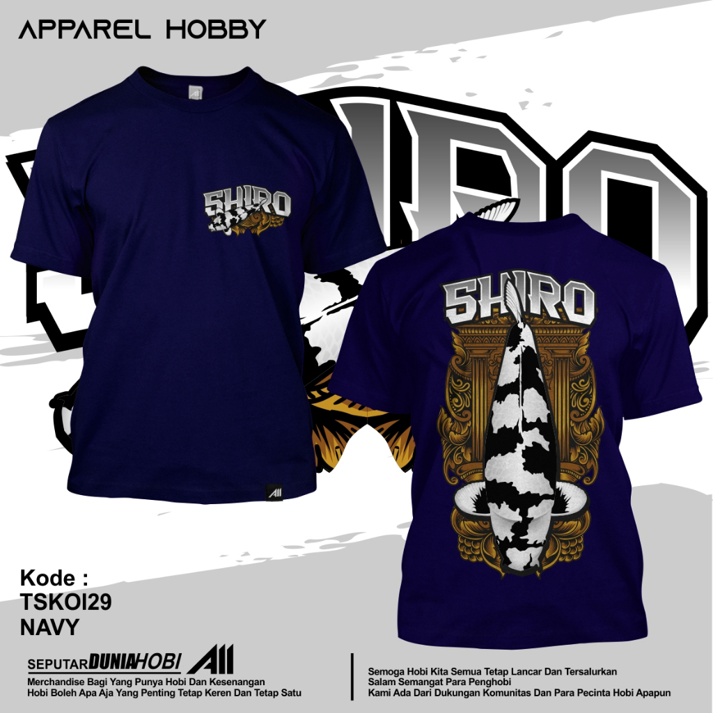 KAOS IKAN KOI SHIRO UTSURI KOI29 NAVY TSHIRT APPAREL HOBBY