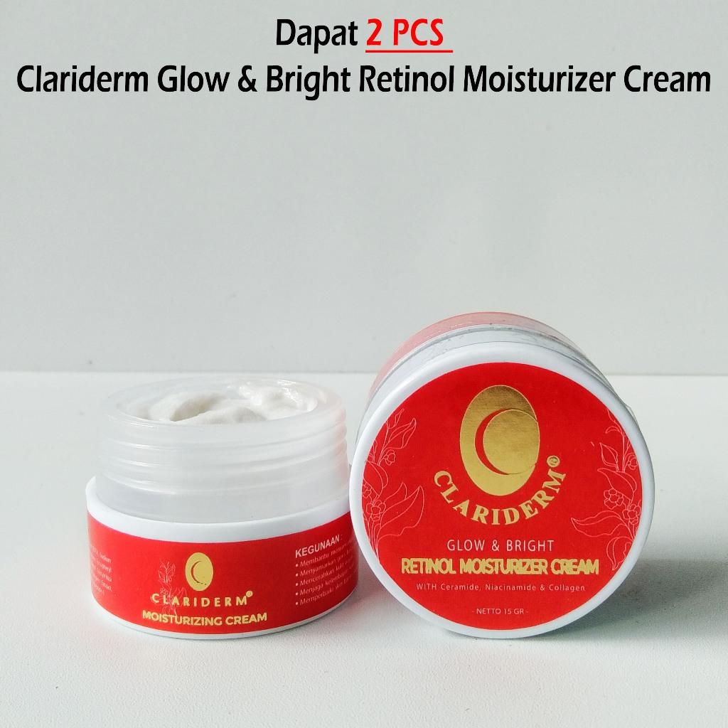 ( 2 PCS ) Krim Malam Hari CLARIDERM Glow & Bright Retinol Moisturizer Cream