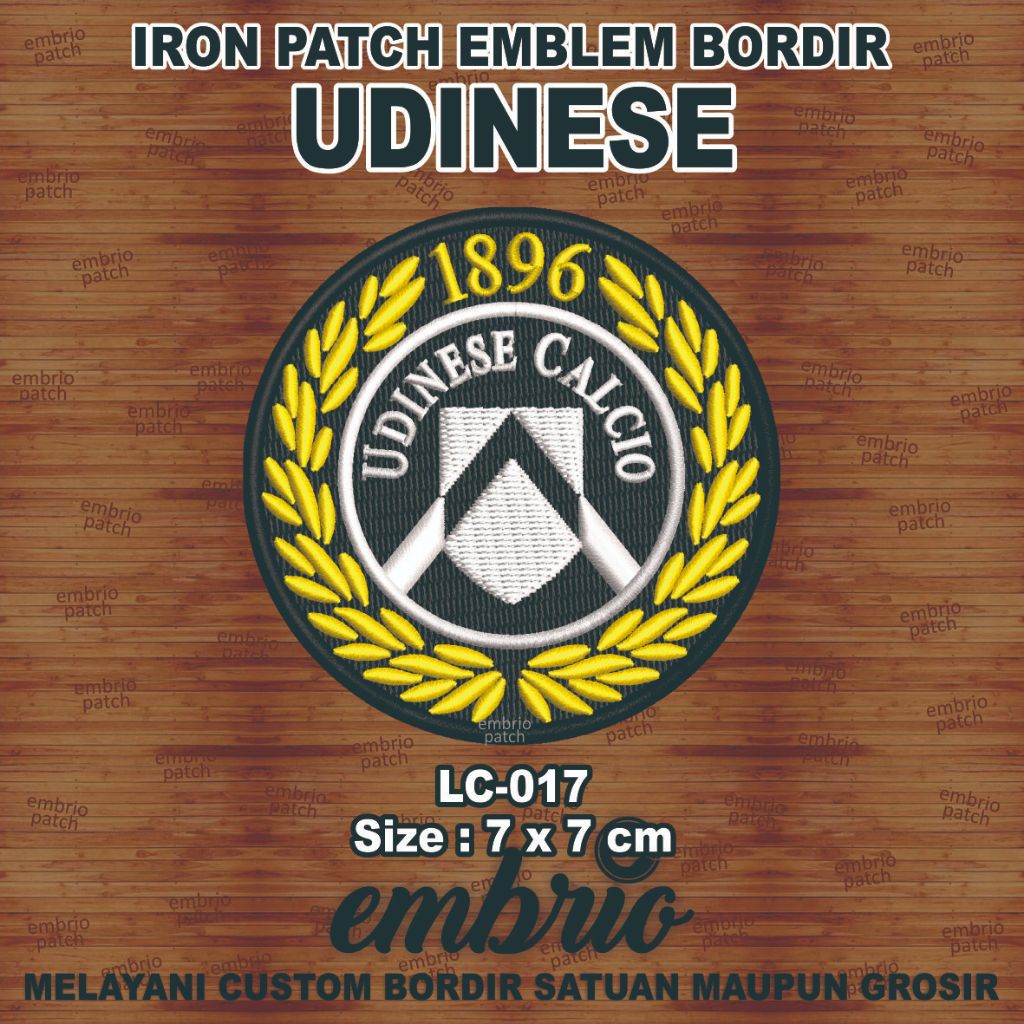 LC-017 Patch UDINESE  emblem bordir logo jersey udinese - 7cm - Embrio Patch Embroidery Emblem bordi