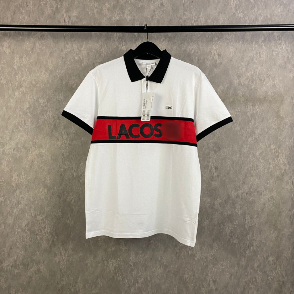 Best Seller  Polo L`-301 Garis Horizontal Merah Hitam Pria RegFit Kaos Kerah Pria Tekini dan Terlari