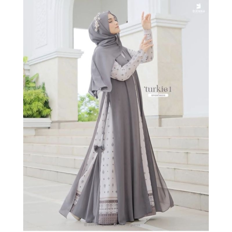 Gamis Turkie Set Pasmina by Dienna ORI Sarimbit