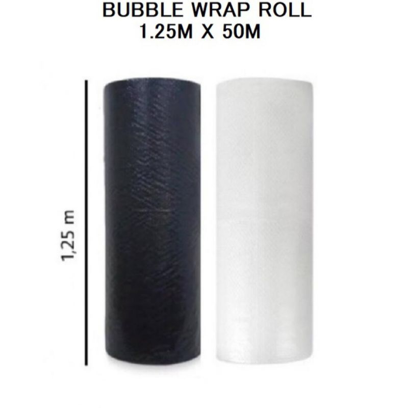 

Bubble wrap premium 2.4 kg ukuran 1,25 x 50 meter Hitam dan putih