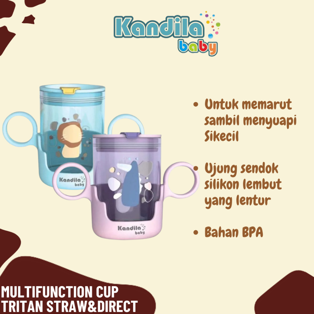 Kandila Multifunction Cup Tritan Straw & Direct 240ml / KDL007-6 - Cangkir Minum Anak