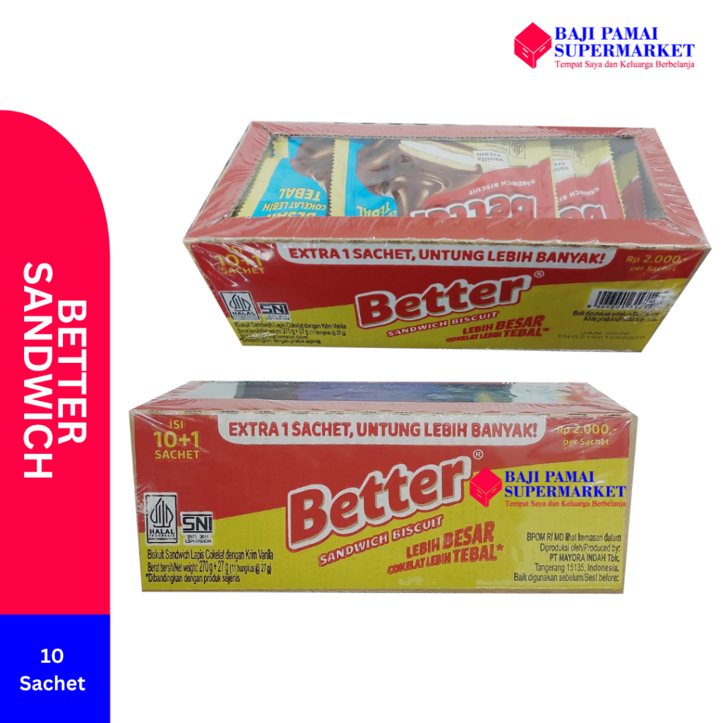 

Better Sandwich Biscuits / Biskuit Krim Vanila (10 Sachet)