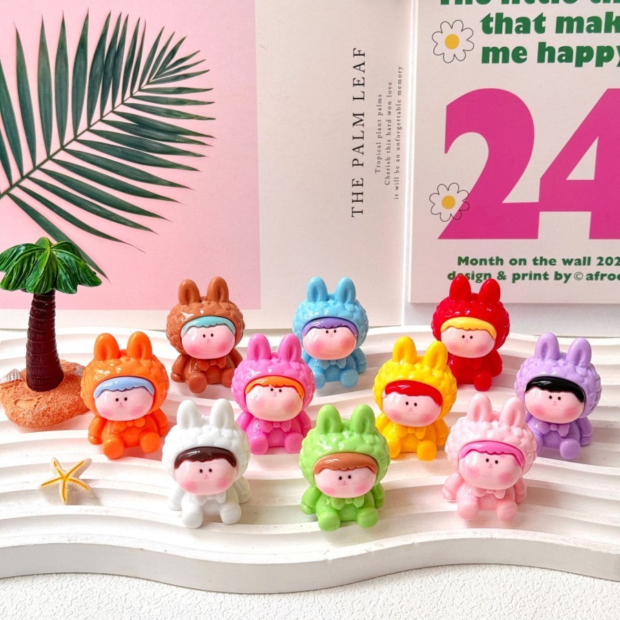 Miniatur Manik Karakter UV Popmart Bunny Pop bean Boneka Bunny Mix Manik Pajangan Meja Anime Figure 